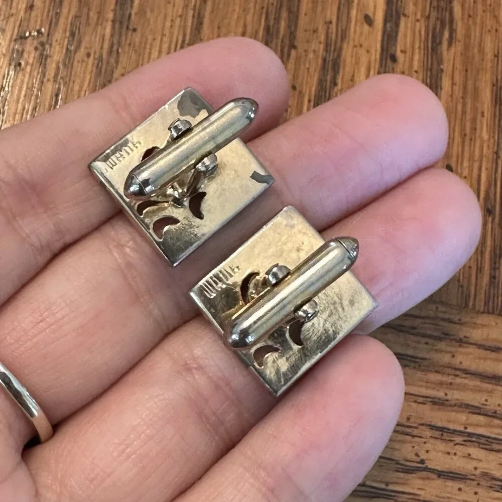 Vintage Swank Cufflinks 2 Pair Gold Tone Mens Mid Century Modern‎ Fashion